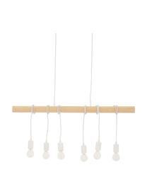 Grote hanglamp Townshend van hout, Baldakijn: gelakt staal, Wit, rubberhout, B 100  x D 10 cm