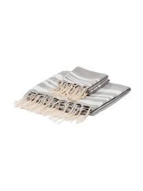 Lot de serviettes de bain légère Hamptons, 3 élém., Gris perle, blanc