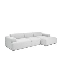 Sofa narożna Melva (4-osobowa), Tapicerka: poliester Dzięki tkaninie, Nogi: lite drewno bukowe, lakie, Jasny szary, S 319 x G 144 cm