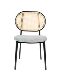 Gestoffeerde stoel Spike met Weens vlechtwerk, Bekleding: 100% polyester, Frame: massief berkenhout, gelak, Poten: gepoedercoat staal, Grijs, zwart, beige, B 46 x D 58 cm