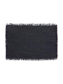Podkładka z bawełny z frędzlami Atria, 2 szt., 100% bawełna, Ciemny niebieski, S 33 x D 48 cm