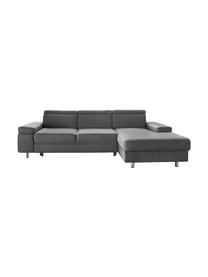 Sofa narożna z funkcją spania Espace, Tapicerka: 100% aksamit poliestrowy, Nogi: metal lakierowany, Szary, matowy, S 257 x G 182 cm