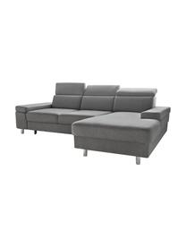 Sofa narożna z funkcją spania Espace, Tapicerka: 100% aksamit poliestrowy, Nogi: metal lakierowany, Szary, matowy, S 257 x G 182 cm