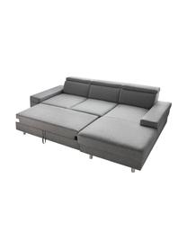 Sofa narożna z funkcją spania Espace, Tapicerka: 100% aksamit poliestrowy, Nogi: metal lakierowany, Szary, matowy, S 257 x G 182 cm