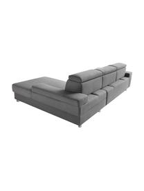 Sofa narożna z funkcją spania Espace, Tapicerka: 100% aksamit poliestrowy, Nogi: metal lakierowany, Szary, matowy, S 257 x G 182 cm