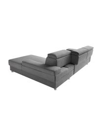 Sofa narożna z funkcją spania Espace, Tapicerka: 100% aksamit poliestrowy, Nogi: metal lakierowany, Szary, matowy, S 257 x G 182 cm