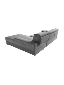 Sofa narożna z funkcją spania Espace, Tapicerka: 100% aksamit poliestrowy, Nogi: metal lakierowany, Szary, matowy, S 257 x G 182 cm