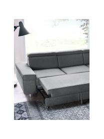 Sofa narożna z funkcją spania Espace, Tapicerka: 100% aksamit poliestrowy, Nogi: metal lakierowany, Szary, matowy, S 257 x G 182 cm