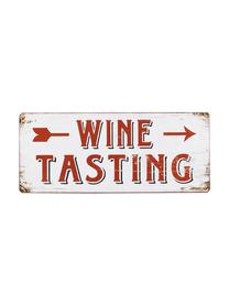 Wandbord Wine Tasting, Metaal bekleed, Wit, rood, 31 x 13 cm