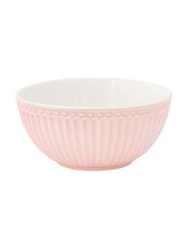 Handgemaakte kommen Alice in roze met reliëfdesign, 2 stuks, Keramiek, Roze, Ø 14 cm