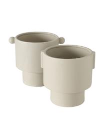 Handgemaakte plantenpottenset Marlima van keramiek, 2-delig, Keramiek, Beige, Set met verschillende formaten