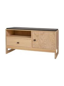 Banc avec tiroir et tablette en bois Slussen, Noir, brun clair, larg. 100 x haut. 50 cm