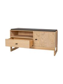 Banc avec tiroir et tablette en bois Slussen, Noir, brun clair, larg. 100 x haut. 50 cm