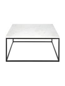 Tavolino grande da salotto con piano in marmo Alys, Struttura: metallo verniciato a polv, Bianco marmorizzato, nero, Larg. 120 x Prof. 75 cm