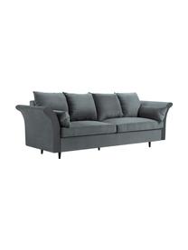 Sofa rozkładana z aksamitu z funkcją przechowywania Lola (3-osobowa), Nogi: drewno, Ciemny szary, S 245 x G 95 cm