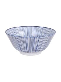 Set de cuencos artesanales de porcelana Nippon, 4 pzas., Porcelana, Azul, blanco, Ø 15 x Al 7 cm