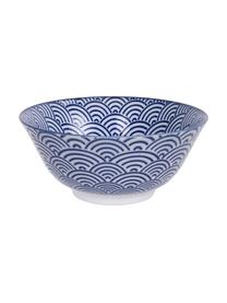 Bols artisanaux en porcelaine Nippon, 4 élém., Porcelaine, Bleu, blanc, Ø 15 x haut. 7 cm