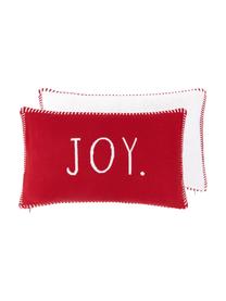 Feinstrick-Wendekissenhülle Jolanda mit Aufschrift, 100% Baumwolle, Rot, Cremeweiß, 30 x 50 cm