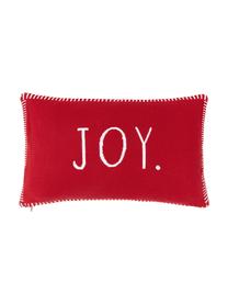 Housse de coussin rectangulaire réversible en maille fine Jolanda, Rouge, blanc crème