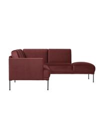 Sofa narożna z aksamitu z metalowymi nogami Fluente, Tapicerka: aksamit (wysokiej jakości, Nogi: metal malowany proszkowo, Aksamitny rdzawoczerwony, S 221 x G 200 cm