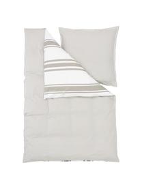 Pruhovaná obojstranná posteľná bielizeň z organickej bavlny Kinsley, Béžová, biela, 200 x 200 cm + 2 vankúše 80 x 80 cm