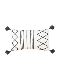 Housse de coussin rectangulaire boho Istanbul, Blanc, noir