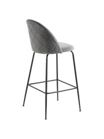 Chaise de bar en velours Ivonne, Gris, noir, larg. 53 x haut. 108 cm