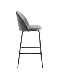 Chaise de bar en velours Ivonne, Gris, noir, larg. 53 x haut. 108 cm