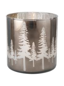 Windlichtenset Skove, 2-delig, Gelakt glas, Zilverkleurig, grijs, glanzend, Ø 15 cm