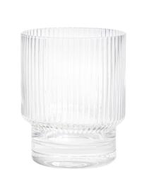 Vasos artesanales con relive Minna, 4 uds., Vidrio soplado artesanalmente, Transparente, Ø 8 x Al 10 cm, 300 ml