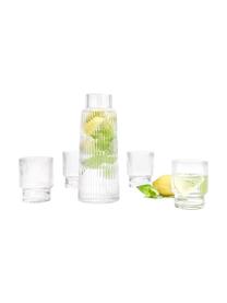 Vasos artesanales con relive Minna, 4 uds., Vidrio soplado artesanalmente, Transparente, Ø 8 x Al 10 cm, 300 ml