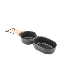 Serveerschaal Classic in antraciet met houten handvat, Schaal: porselein, Antraciet, B 35 x D 10 cm