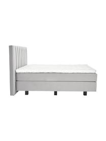 Letto boxspring in velluto premium Lacey, Materasso: a molle insacchettate a 7, Piedini: legno massello di faggio,, Grigio chiaro, 200 x 200 cm