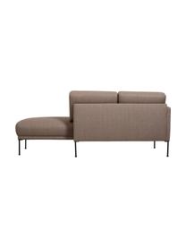 Chaise longue Fluente, Bekleding: 100% polyester. Met 35.00, Frame: massief grenenhout, FSC-g, Poten: gepoedercoat metaal., Geweven stof taupe, B 202 x D 85 cm, rugleuning links