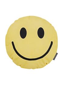 Rond kussen Smile, met vulling, Bekleding: 100% katoen, Geel, zwart, Ø 40 cm