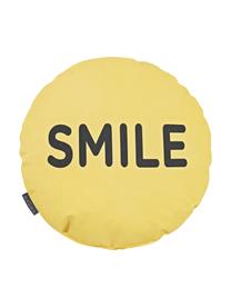 Rond kussen Smile, met vulling, Bekleding: 100% katoen, Geel, zwart, Ø 40 cm