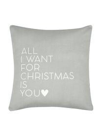 Housse de coussin 40x40 Noël All I Want, Gris, écru