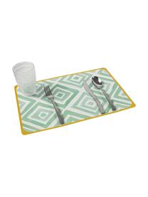 Kunststoff-Tischsets Oriental, 6er Set, Kunststoff, Weiß, Grün, Gelb, B 45 x T 30 cm