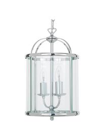 Kleine Pendelleuchte Budgie aus Glas, Lampenschirm: Glas, Baldachin: Nickel, verchromt, Chrom, Transparent, Ø 23 x H 41 cm