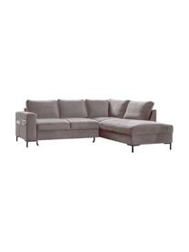 Sofa narożna z aksamitu z funkcją spania Lilly, Tapicerka: 100% aksamit poliestrowy, Ciemny beżowy, S 237 x G 197 cm