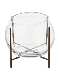 Petit vase boule sur support en métal Ada, Couleur laitonnée, transparent, Ø 8 x haut. 11 cm