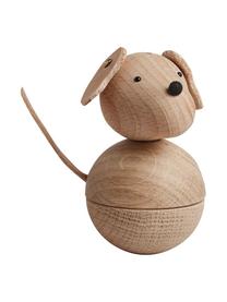 Figura decorativa Dog Leika, Figura: madera de haya y de roble, Madera, negro, Ø 6 x Al 9 cm