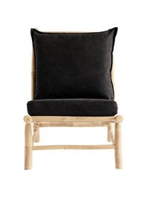 Bamboe loungefauteuil Bamslow met bekleding, Frame: bamboe, Bekleding: 100% katoen, Donkergrijs, bruin, 55 x 87 cm