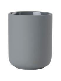 Vaso cepillo de dientes de gres Omega, Gres revestido con superficie de tacto suave (plástico), Gris, Ø 8 x Al 10 cm