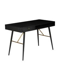 Bureau Verona, Frame: gelakt MDF met eikenhoutf, Poten: gepoedercoat metaal, Zwart, B 117 x D 57 cm