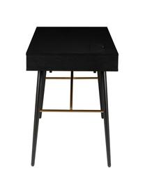 Bureau Verona, Frame: gelakt MDF met eikenhoutf, Poten: gepoedercoat metaal, Zwart, B 117 x D 57 cm