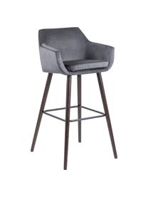 Chaise de bar velours Nora, 2 pièces, Gris foncé, brun foncé, noir