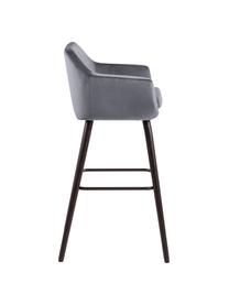 Chaise de bar velours Nora, 2 pièces, Gris foncé, brun foncé, noir