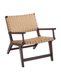 Kunstleren fauteuil Akina in beige, Zitvlak: kunstleer (100% polyureth, Frame: massief gelakt acaciahout, Beige, 62 x 74 cm