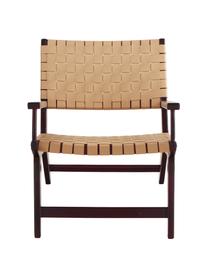 Fotel ze sztucznej skóry Akina, Stelaż: lite drewno akacjowe, lak, Beżowy, S 62 x G 74 cm